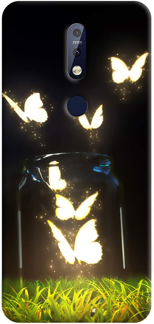 iShoppe Glowing Butterflies Printed Design TPU Slim Soft Transparent Clear Flexible Silicon Mobile Back Cover for Nokia 7.1"