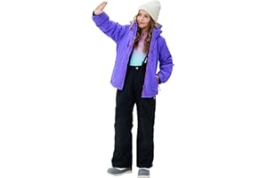 SMONTY Girls Boys Ski Suit Kids Snowsuits Waterproof Snowboard Elastic Hood Jacket with Bib Pants, Windproof Winter Warmth
