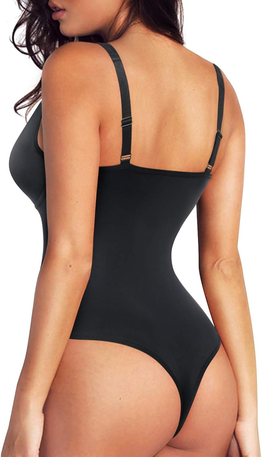 Nebility Women Waist Trainer Shapewear Slim Body Shaper Sexy Deep V Neck Thong Bodysuit Tummy Control Jumpsuit Tops at  Women’s Clothing store