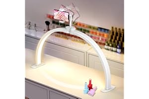 Yokilly Half Moon Light for Nail Desk: 29" Foldable Half Moon Desk Lamp with Phone Holder for Beginner - Arch Nail Tech Light with 3 Color Modes & 10 Brightness for Manicure Salon (White, Large)