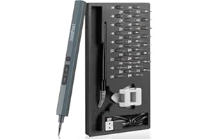 DuroFort 3.7V Precision Electric Screwdriver Set, 0.25N/220RPM Cordless Screwdriver with 34Pcs Bits, 350mAh Mini Electric Screwdriver with LED Light, Magnetize, Opening Pick, Tweezer, Magnetic Mat