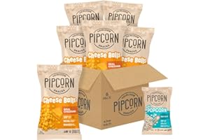 Heirloom Cheddar Cheese Balls by Pipcorn - 4.5oz 6 Pack - Gluten Free, Non-GMO Heirloom Corn, Organic Cheese, Non-Artificial, Preservative Free Snack