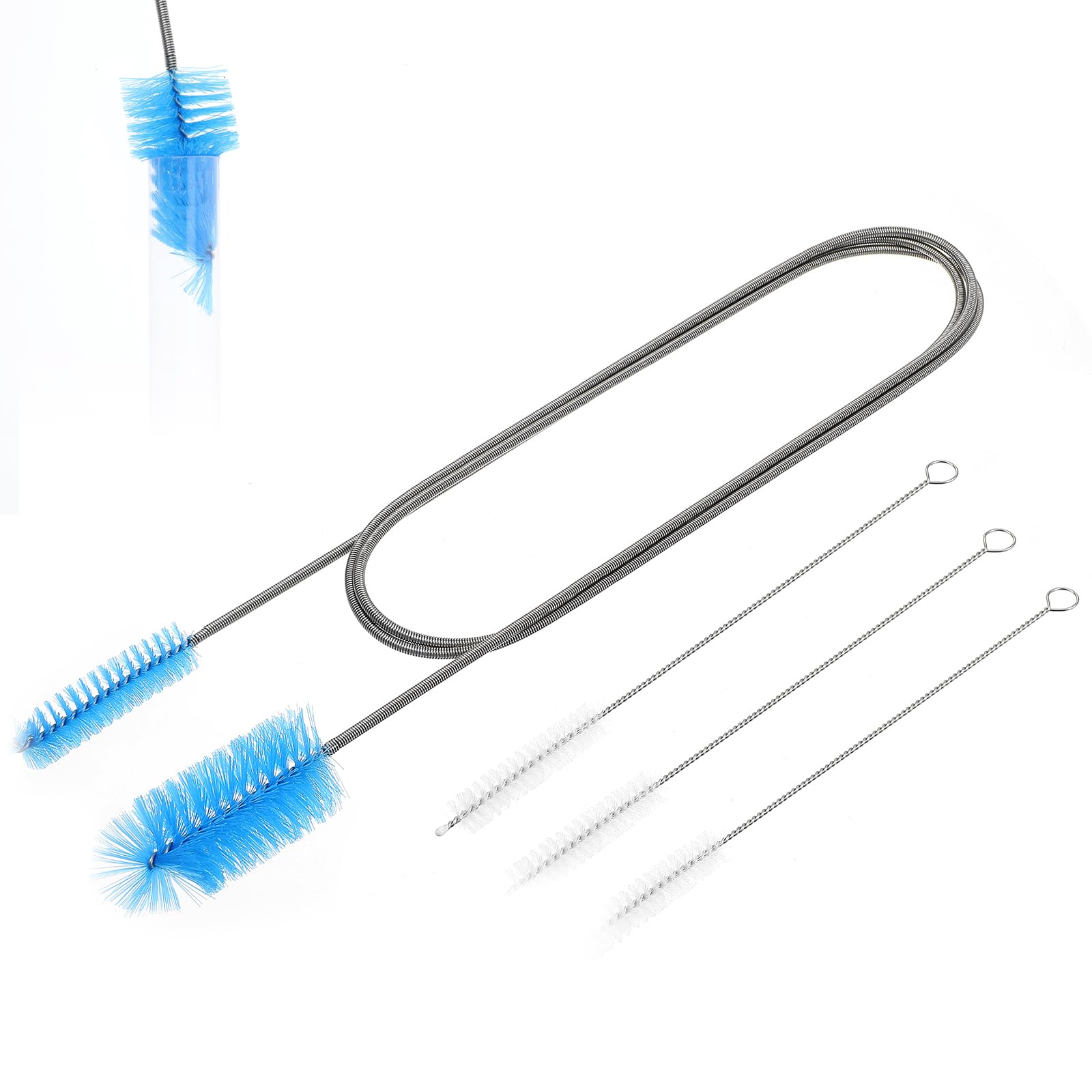 Drain Unblocker Tools,65.35inch Flexible Cleaning Brush,Double Ended Elastic Pipe Cleaner Brush and 3pcs 7.87inch Long Straw Cleaner Brush,Sink Unblocker Tools(Blue)