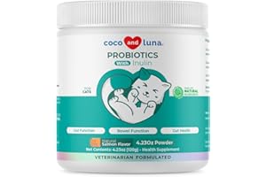 COCO AND LUNA Probiotics for Cats – 4.23oz/120g Powder - Cat Probiotics and Digestive Enzymes, Probiotics Powder, Promotes Healthy Stomach and Digestion