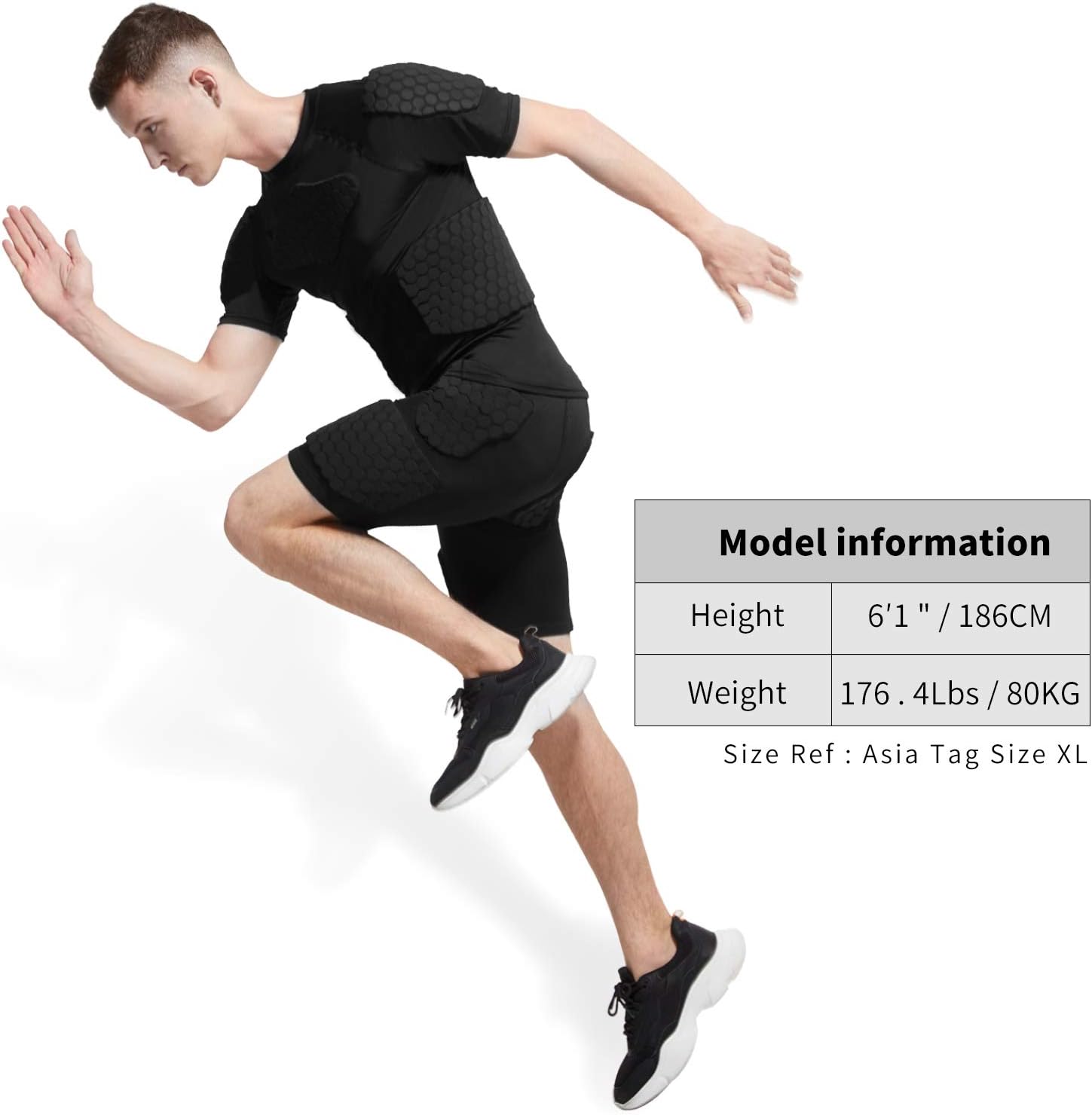 Men's Sports Shock Rash Guard Compression Padded Shirt Soccer Basketball Protective Gear Chest Rib Guards : Sports & Outdoors