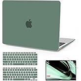 B BELK Compatible with MacBook Air 13 inch Case 2022 2021 2020 2019 2018 A2337 M1 A2179 A1932, Matte Plastic Hard Shell Case for MacBook Air 13.3 inch +Keyboard Cover+Screen Protector, Midnight Green