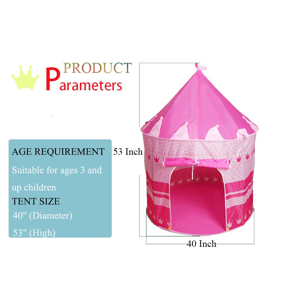 Hippih Indoor/Outdoor Little Princess Castle Play Tent for Girls, Promotes Early Learning, Social Bonding and Imaginative Play (Pink)