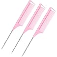 Rabetly Rat Tail Combs 3PCS, Parting Combs for Braiding Hair Carbon fiber heat-resistant anti-static,for Sectioning, Parting,