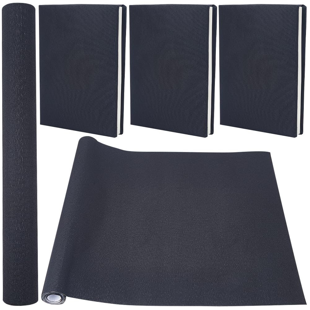 CRASPIRE 130 x 30cm Linen Book Cloth for Book Binding Fabric Surface Paper Backed Bookcover Books Album Scrapbooking Archival DIY Covering Protector Bookcloth Bookbinding Supplies Black