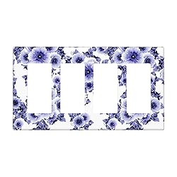 Abstract Blue White Flower Quad Rocker Light Switch