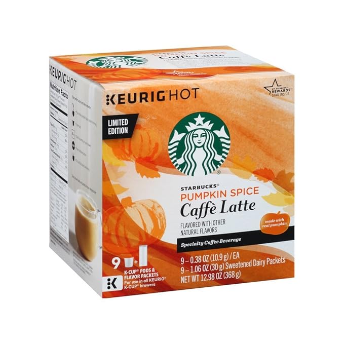 Amazon Com Limited Edition Starbucks Pumpkin Spice Caffe Latte K Cups Grocery Gourmet Food