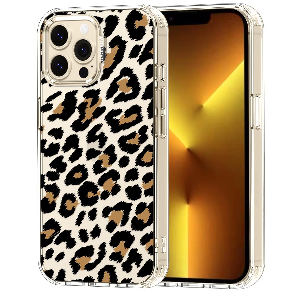MOSNOVO Case for iPhone 13 Pro Max, [Buffertech 6.6ft Military-Grade Drop Protection] [Anti Peel Off Tech] Clear TPU Bumper Phone Case Cover Design - Leopard Print — image 1