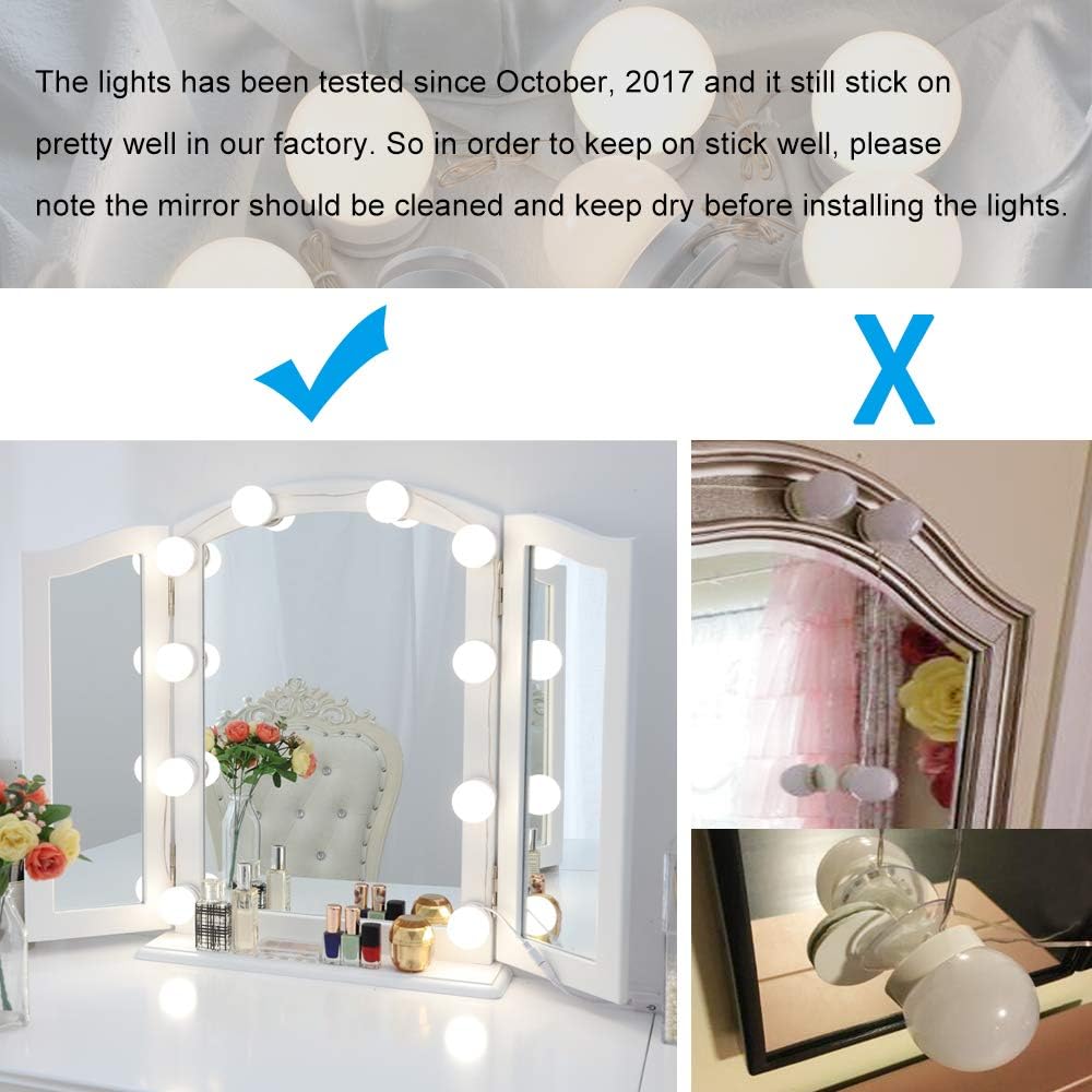 Chende Hollywood Style LED Vanity Mirror Lights Kit with Dimmable Light Bulbs, Lighting Fixture Strip for Makeup Vanity Table Set in Dressing Room (Mirror Not Include) - - 