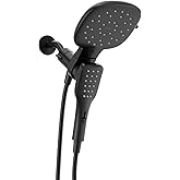 Moen Verso Matte Black Eco-Performance Infiniti Dial Square Standard Shower Head With Detachable Hand Shower Combo, 7-Inch Spray Head, 220C4EPBL