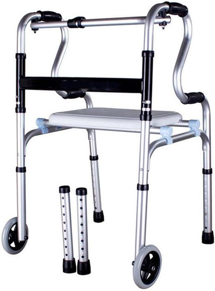 Walking Frame Hmhope Elderly with Wheels Folding Lightweight Aluminium Adjustable Height(with Seat)
