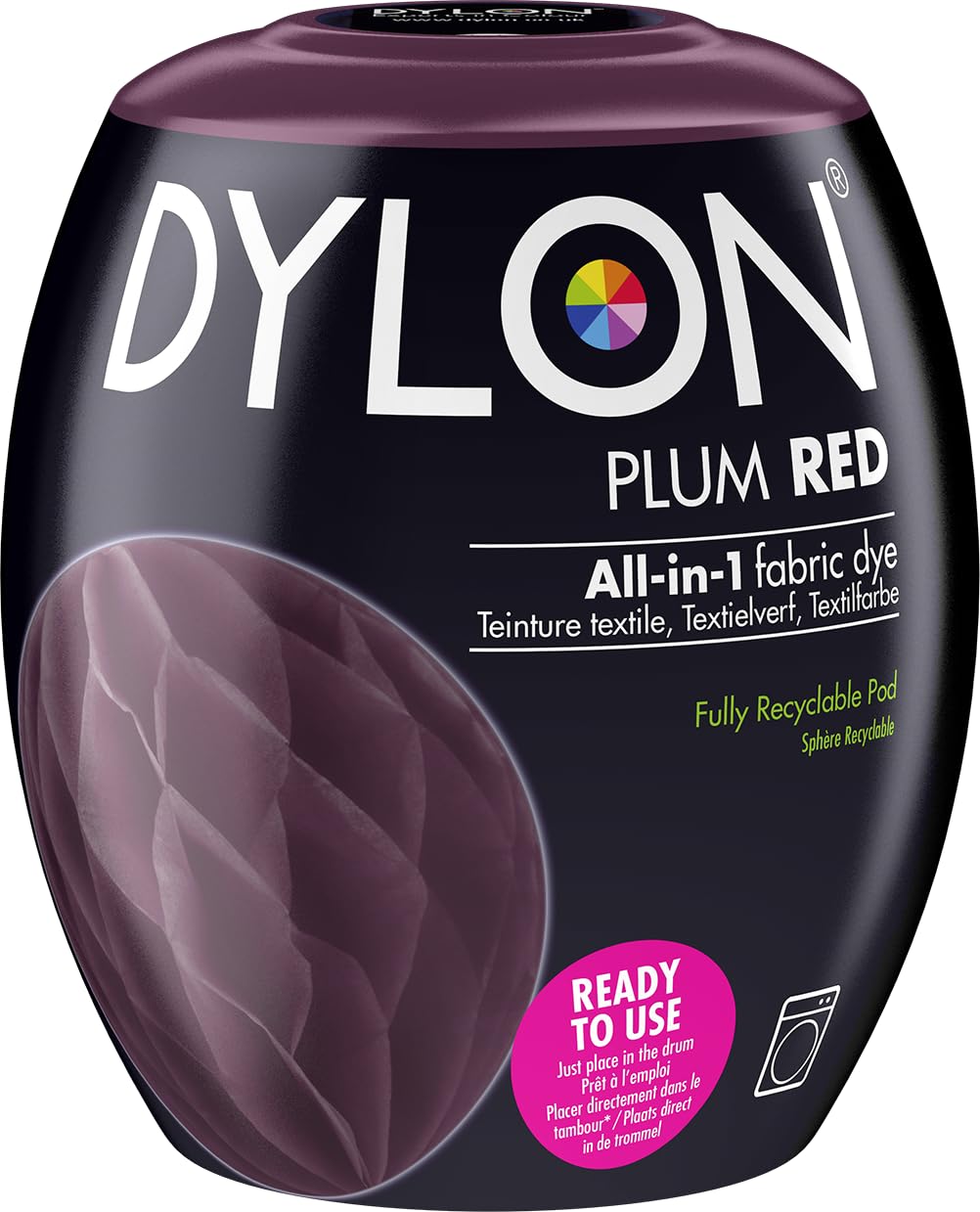 DYLON Washing Machine Fabric Dye Pod for Clothes & Soft Furnishings, 350g – Plum Red