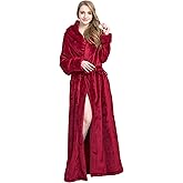 FindDress Women's Plush Robe Extra Long Robe with Pockets Thicken Soft Warm Bathrobe