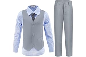 QISUMA Boys Suits Toddler Formal Suit Set Kids Ring Bearer Outfit for Teen Boys Wedding Tuxedo Communion Dress Clothes