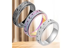 Spinner Ring for Anxiety Relief -Stainless Steel Fidget Ring, 3 Styles,Sizes 6-12, Smooth Rotation, Lightweight