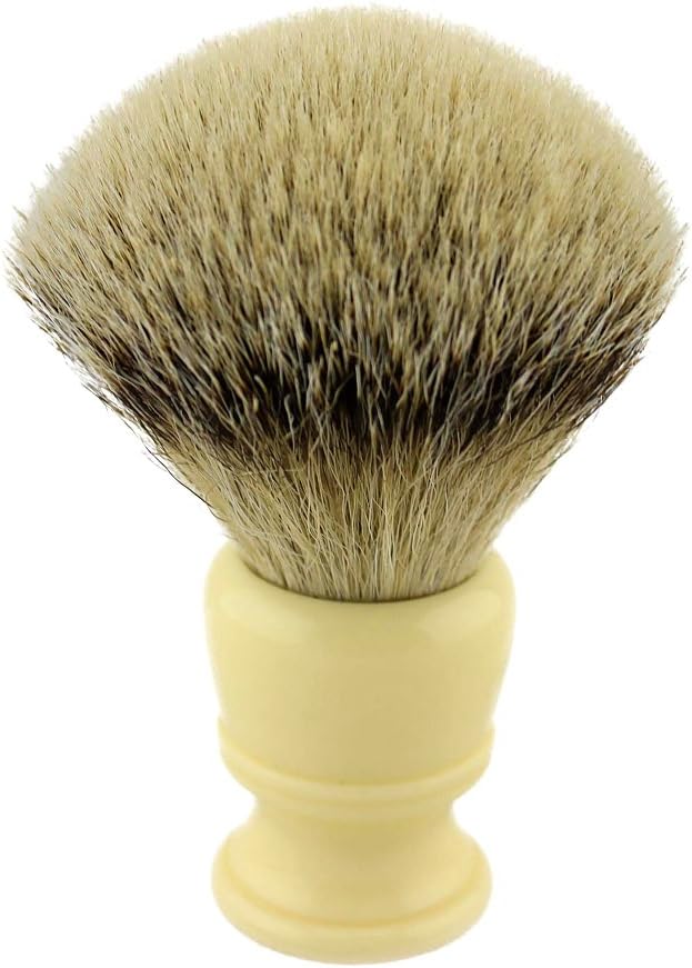 VIGSHAVING Beige Resin Handle Silvertip Badger Hair Shaving Brush 26mm Knot