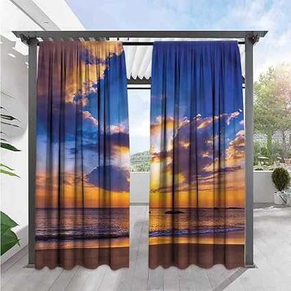 Amazon Com Marilds Coastal Window Curtains Colorful Sunset