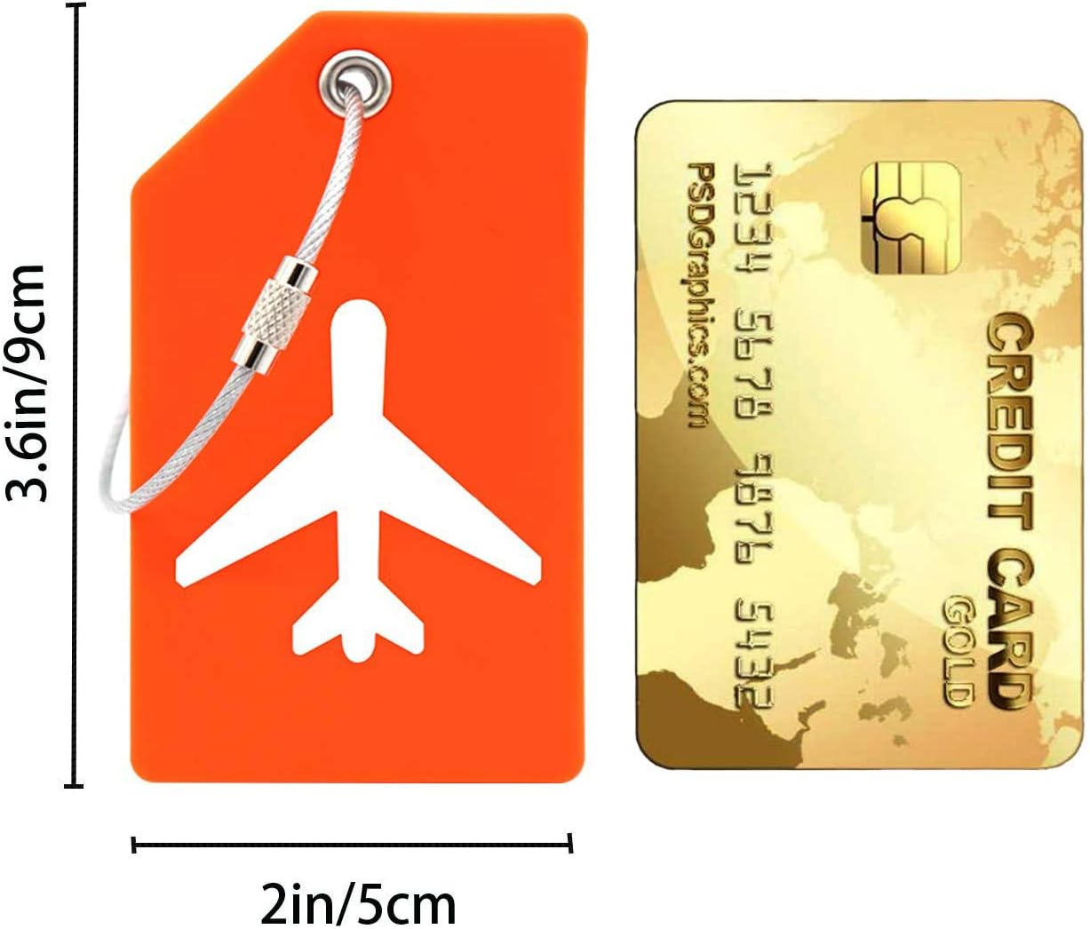  | 2PCS Y.A. LOTUS Silicone Luggage Tags with Name ID Card and Stainless Steel Loop, Premium Flexible Travel ID Bag Tag helps Quickly Spot Luggage Suitcase, for women, men - Orange | Luggage Tags