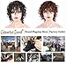 100% Human Virgin Hair Short Curly Wigs for Black Women Water Wave Human Hair Wigs with Bangs 150% Density Black Color 7 Inches