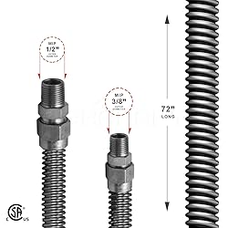 Highcraft GUHD-TT38-72E Gas Line Hose 1/2'' O.D. x