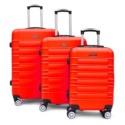 SHAIK SerieCLASSIC JFK Design Hartschalen Trolley, Koffer, Reisekoffer 4 Doppelrollen Zwillingsrollen, Zahlenschloss (Set, Ro