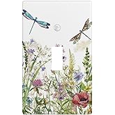 Wild Flower Dragonfly 1 Gang Toggle Light Switch Cover Plates Decorative Electric Outlet Covers Decorator Wall Switch Plate Receptacle Plug Covers 4.5 * 2.76 Inches