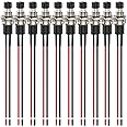 Gebildet 3V-6V-12V-24V-230V/1A 10pcs 7mm Black Prewired Mini Momentary Push Button,SPST Nomal Open ON/Off 2 Pin Round Button for Model Railway Hobby