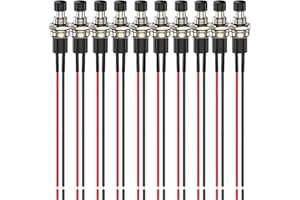 Gebildet 3V-6V-12V-24V-230V/1A 10pcs 7mm Black Prewired Mini Momentary Push Button,SPST Nomal Open ON/Off 2 Pin Round Button for Model Railway Hobby