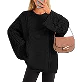 Yousify Womens Oversized Cable Knit Sweaters Long Sleeve Crewneck Casual Fall Chunky Pullover Vintage Loose Fit Sweater Tops