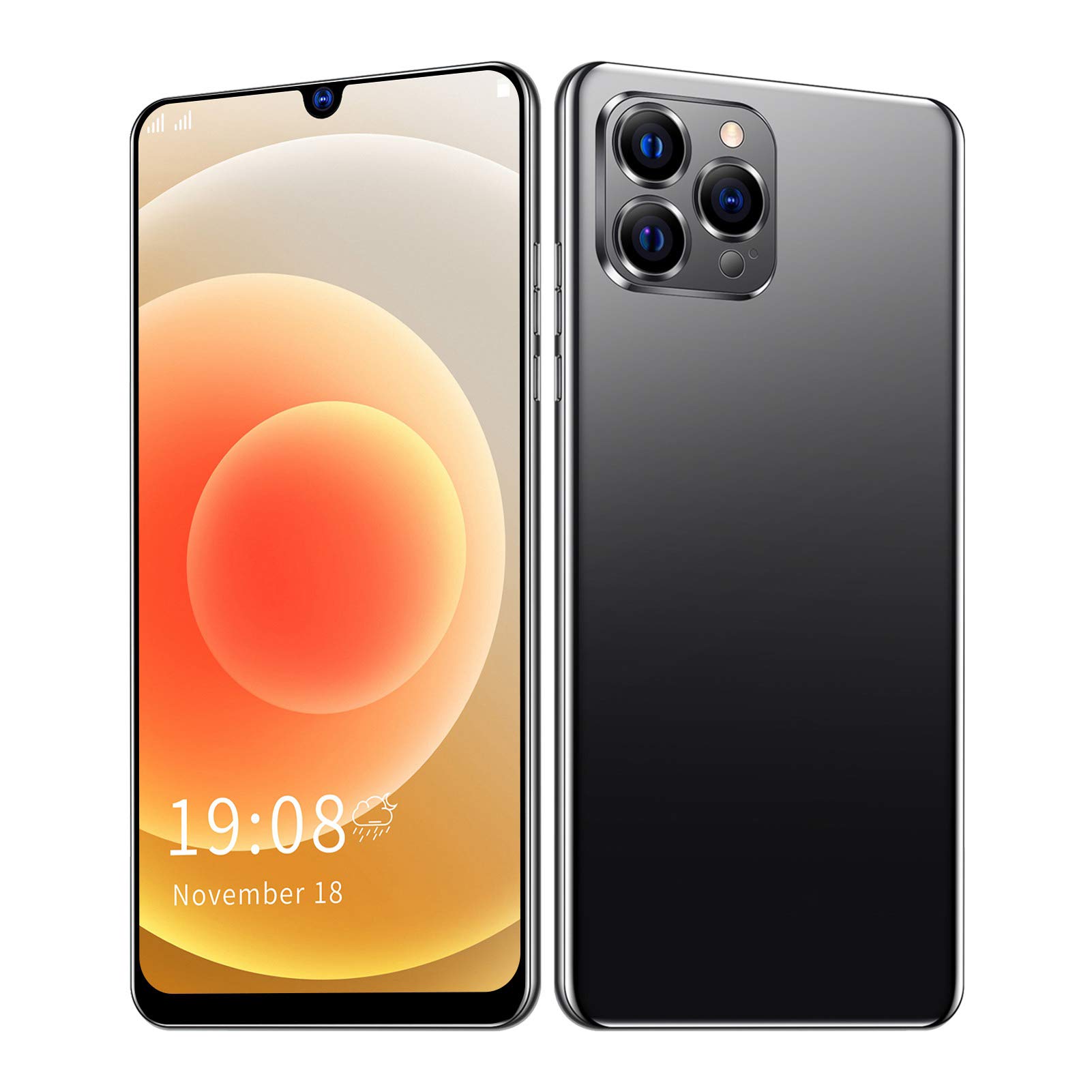 Unlocked Android Smartphone, 6.26in HD Screen Cell Phone, 2MP+2MP Camera 1GB + 8GB ROM Smartphone, Dual Card Dual Standby, Face Recognition, with +BT+FM+(Black)