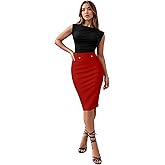 Hybrid & Company Womens Pencil Skirt Premium Nylon Ponte Stretch Office Made in The USA Below Knee