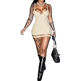 Sexy Bodycon Mini Dress for Women Sweetheart Neck Spaghetti Strap Mesh Hem Party Club Night Out Short Dresses