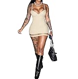 Sexy Nude Bodycon Mini Dress for Women Sweetheart