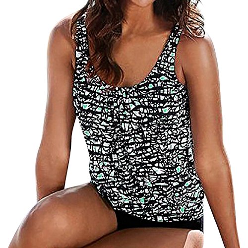 COOKI Women Swimsuit Floral Printed Tankini Top Bikini Swimwear Two