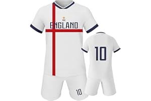 Qioov Soccer Jersey Kit Kids #7#10 National Team Boys Soccer Jersey/Shorts Football Shirt Set Girls Gift for Soccer Fans