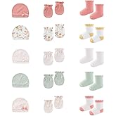 BABYSOLIS 15 Pack Infant Hats Gloves Socks Unisex Baby Boy Girl Accessories Set Cotton New Born Caps Mittens