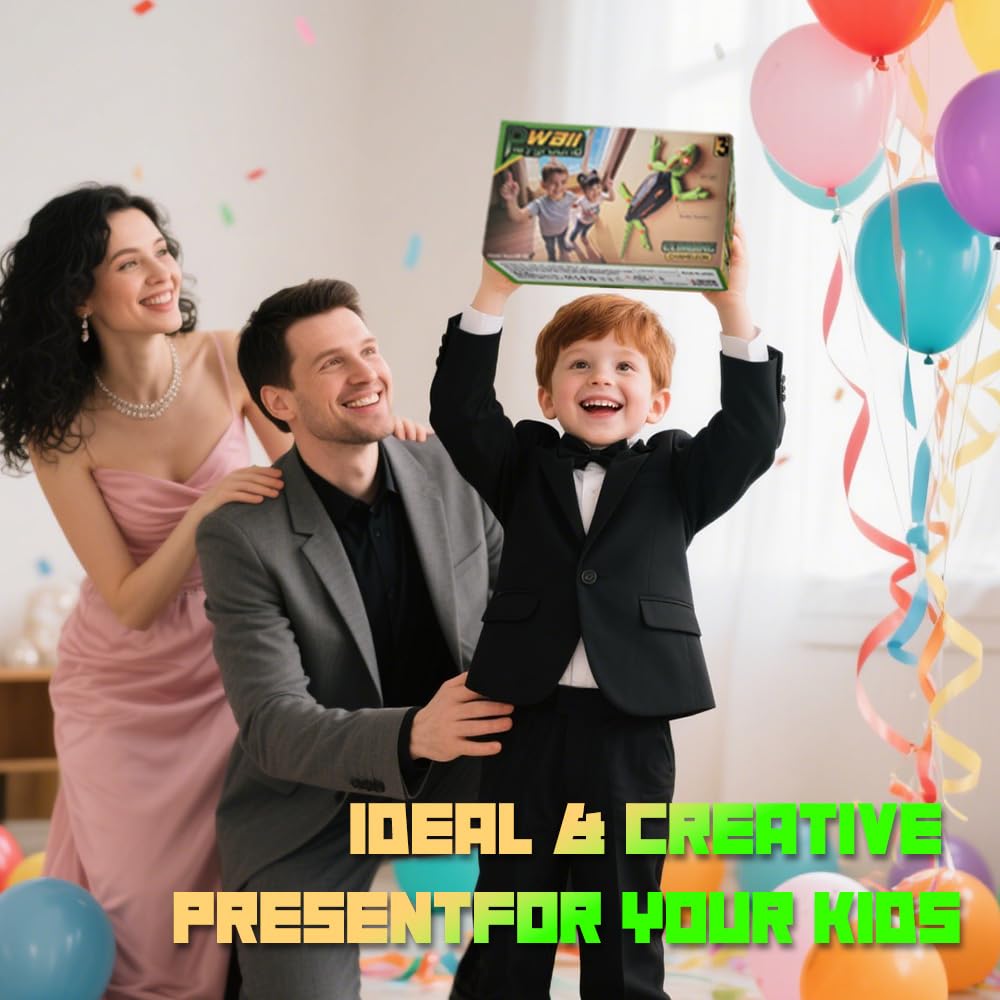 Zingelo Wall Climbing RC Chameleon Toy for Kids, Rechargeable Remote Control Lizard Toy with LED Eyes, Dual Mode Floor & Wall Driving, Halloween Christmas Birthday Gift for Boys Girls Ages 3+