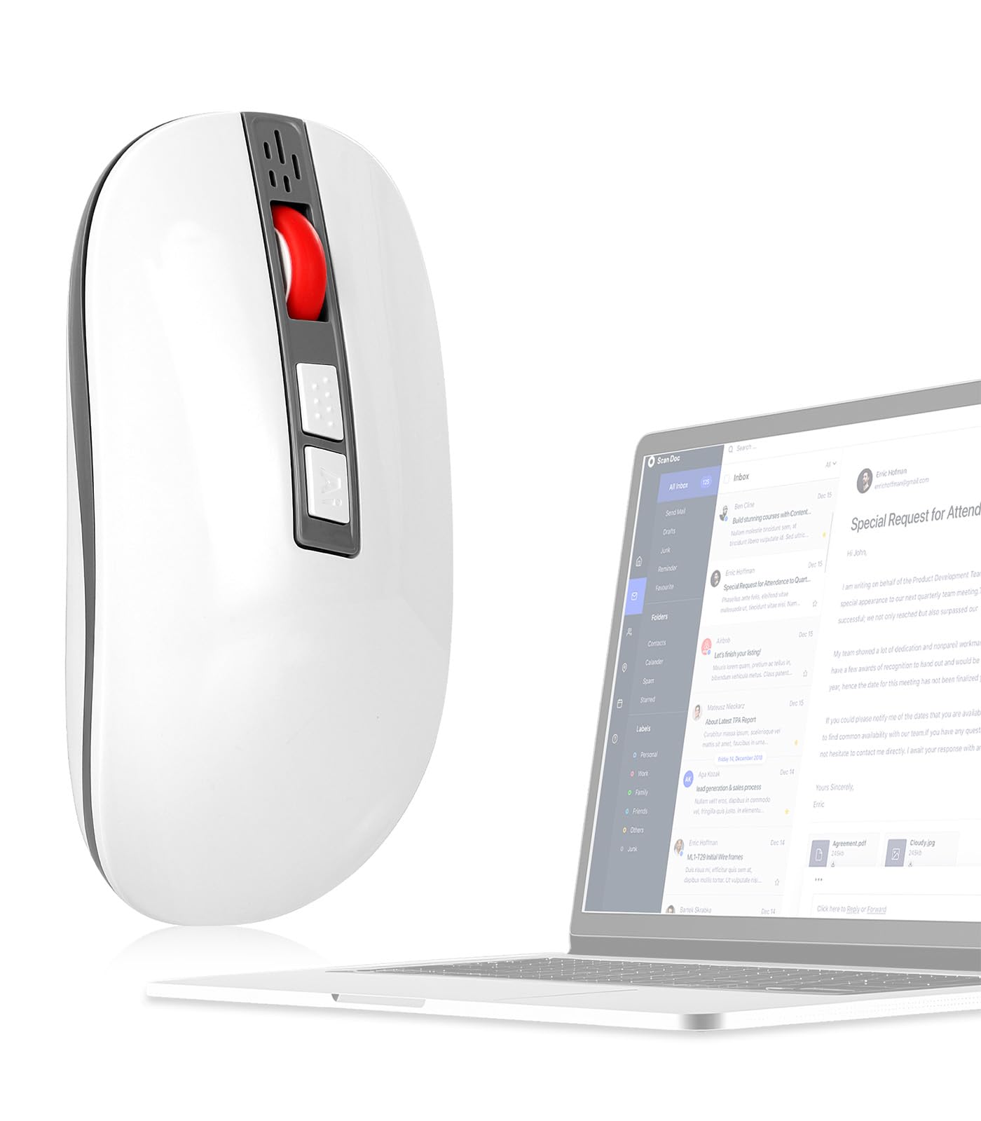 Photo 1 of CLANMOU 2025 AI Mouse, AI Voice & Audio Recorder, AI Real-Time Transcription, Translation & Summarization, Ergonomic Presenter Laser Pointer Remote, for Office Remote Work High-Performance Device