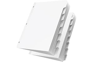 HABGP 16Pcs/2 Set Binder Dividers with Tabs, 8 White Tab for 3 Ring Binder Dividers, White Page Folder Dividers for 3 Ring Binder Sheet Paper Protectors, Notebook Binder Sleeves with Pockets