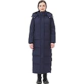 ANYIELIEMO Women's Long Thickened Down Jacket with Thermal Lining,Extended Length Winter Warm Puffer Down Coat with Hem Slit (US, Alpha, XX-Large, Regular, Regular, Navy Blue)