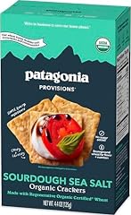 Patagonia Provisions Organic Sourdough Sea Salt Crackers – 3g Plant Protein Per Serving – Made with Wheat Flour & Sea Salt – 