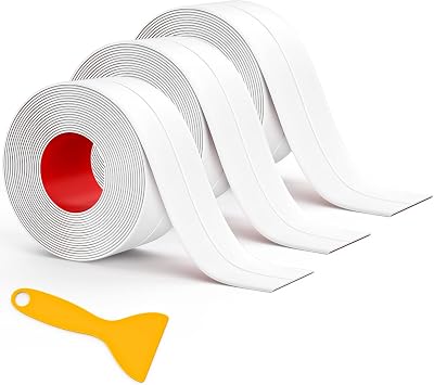 Fixmend Bath Sealant Strip Self Adhesive 3 Rolls 126in White Waterproof Caulk