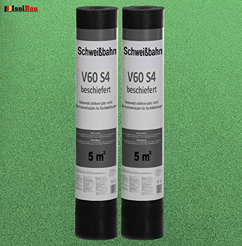 Isolbau Schweißbahn V60 S4 beschiefert - Bitumenbahn mit Glasvlies-Einlage zur Dachabdichtung - Grün, 2 x 5 m² Rolle – Bild 4