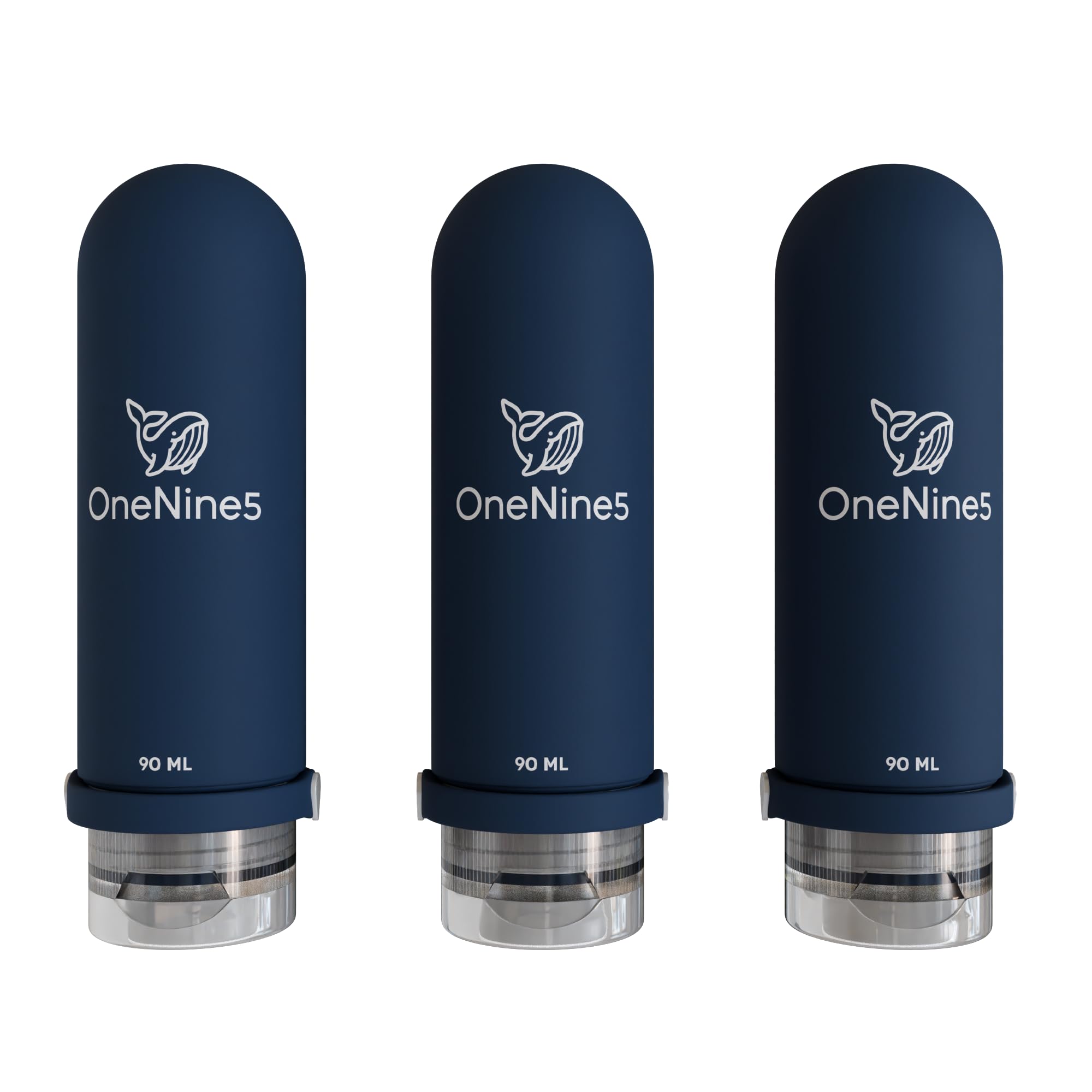 OneNine5 Travel Bottles 3-Pack 90ml (Blue) - Silicone Refillable Airline Approved 100ml Travel Toiletries Essentials โ image 1