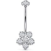 Hnxnskt Long Belly Button Rings Hypoallergenic Titanium Belly Button Ring 14mm Navel Rings for Women 14G Long Bar Navel Piercing Jewelry