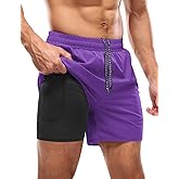Aolesy Men's 5''/7'' Running Shorts Quick Dry Workout Gym Shorts with Pockets, Tennis Training Athletic（Linerless & Liner）